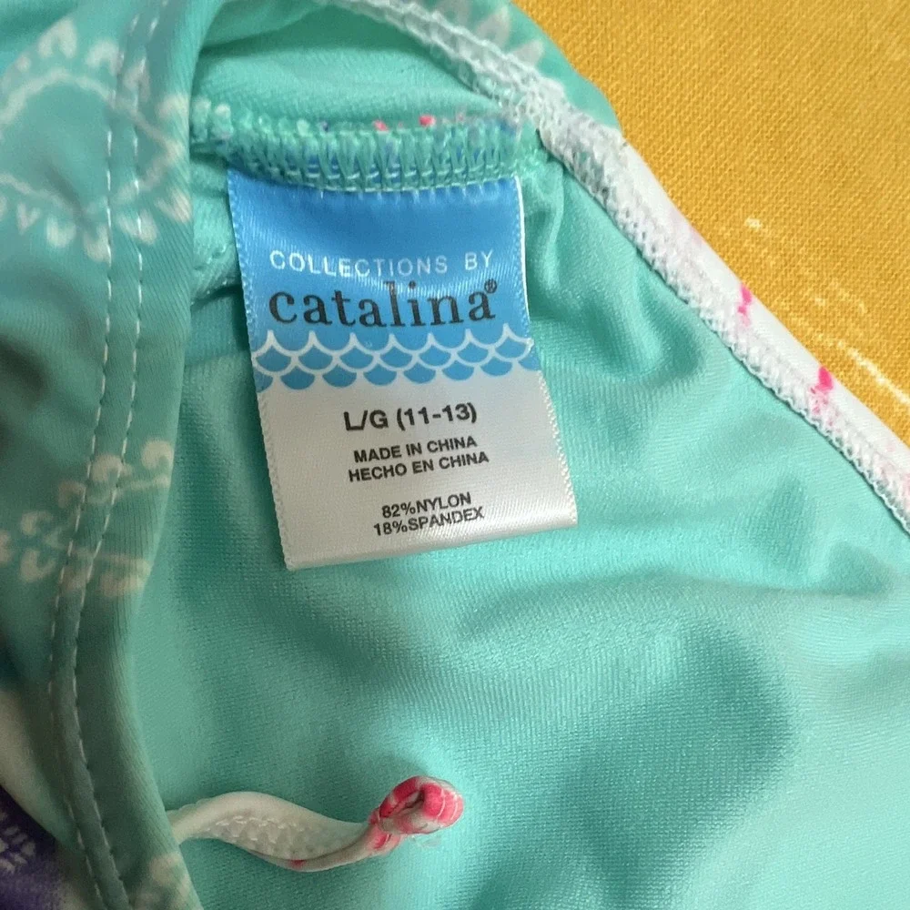 Catalina Girls Halter Swim Top Tie Dye Lined Adjustable Strap L/G 11-13 52.2